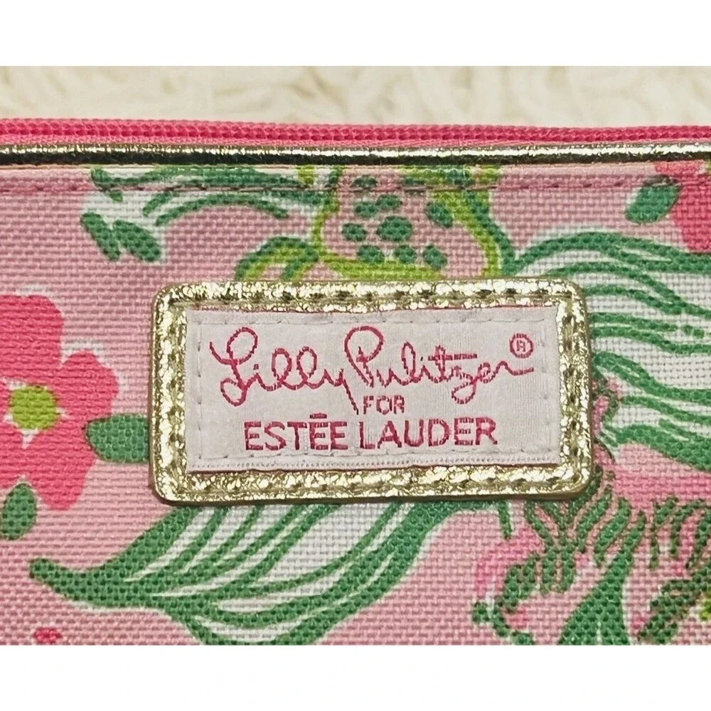 Lilly Pulitzer For Estée Lauder Tiger Floral Print Cosmetic Zipper Pouch